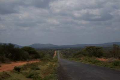 Cycling a rather boring road in Ethiopia
