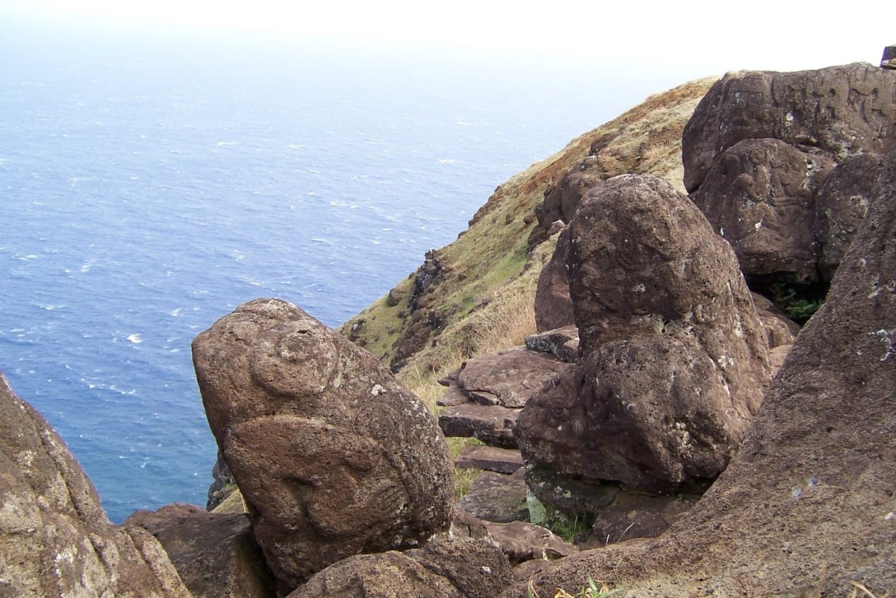 Carved frogs on Easter Island