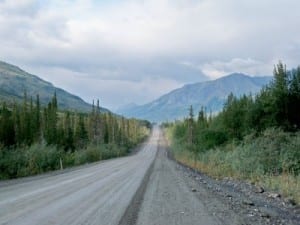 Cycling along the Dalton Highway in Alaska