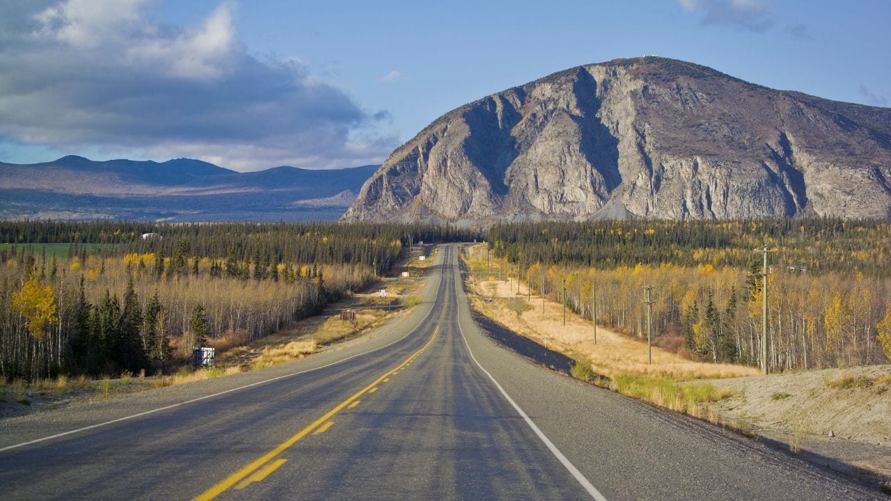 Cycling from Haines Junction to Whitehorse in Canada