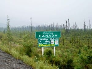 Cycling across the border between Alaska and Canada