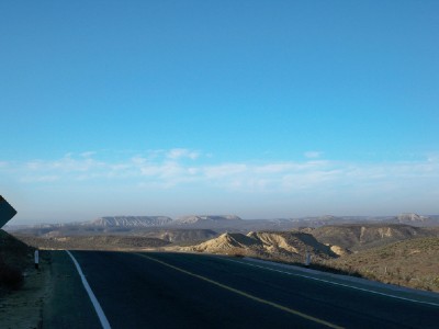 Cycling thr road between Colonel Vicente Guerro and El Rosario in Baja California, Mexico