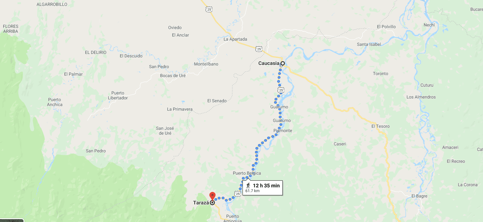 Cycling to Taraza in Colombia
