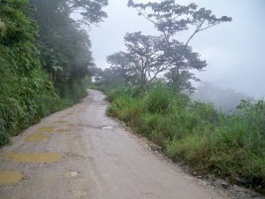 Cycling on a dirt road in Ecuador
