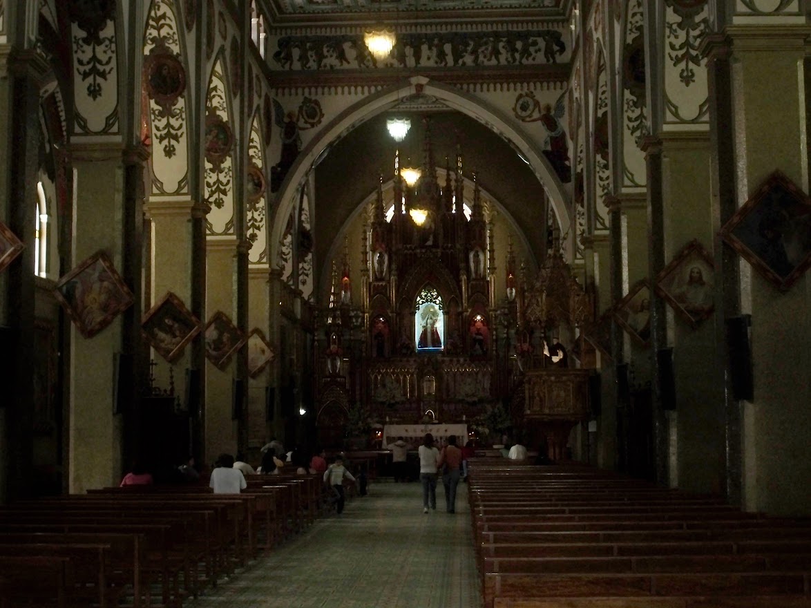 Inside the church in Banos Ecuador