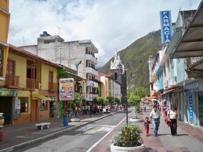Walking through the streets of Banos in Ecuador