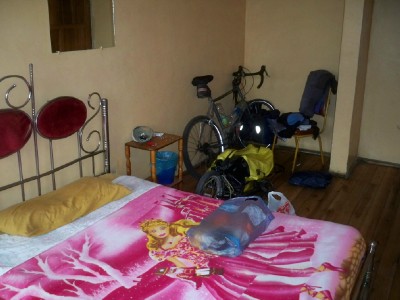 My hotel room in Machachi when cycling in Ecuador