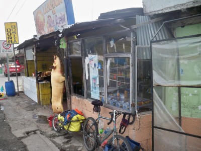 Stopping at a pork restaurant near Salcedo in Ecuador