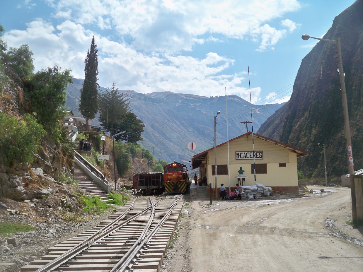 A small rail station in rural Peru, possibly used to transport ore from mines