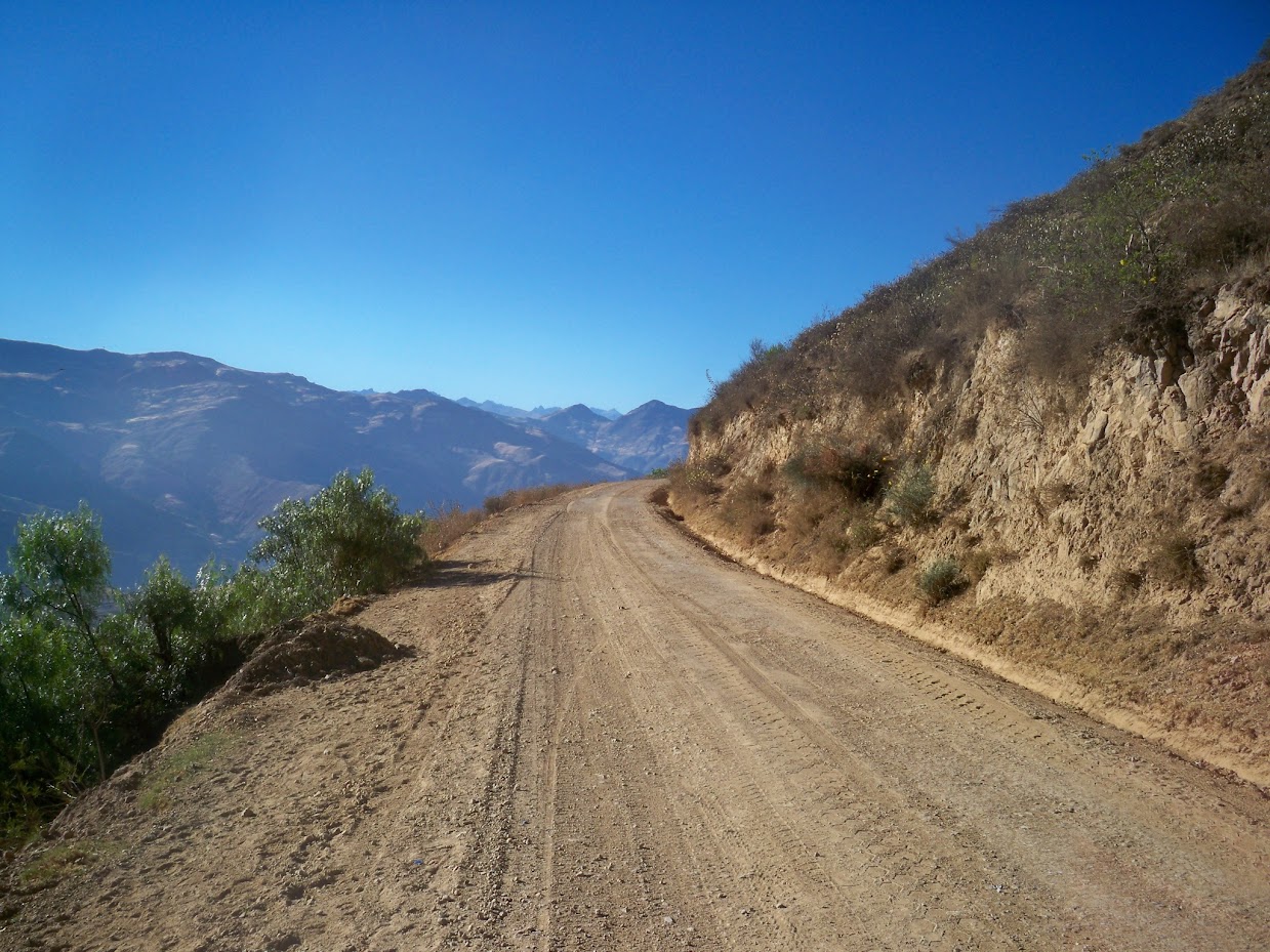 Leaving Santiago de Chuco in Peru by bicycle