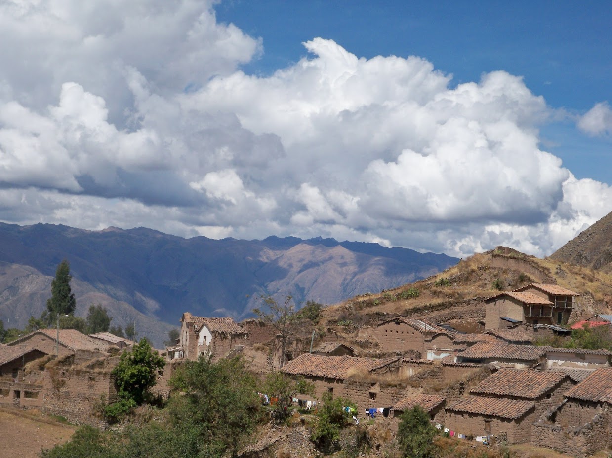 Cycling past the village of Ocros in Peru