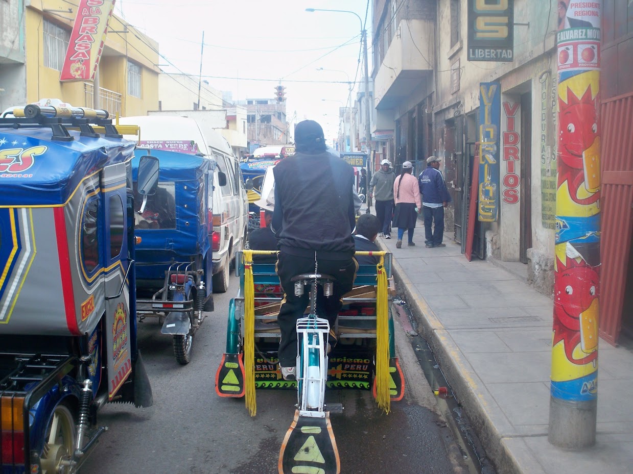 Cycling through Juliaca in Peru