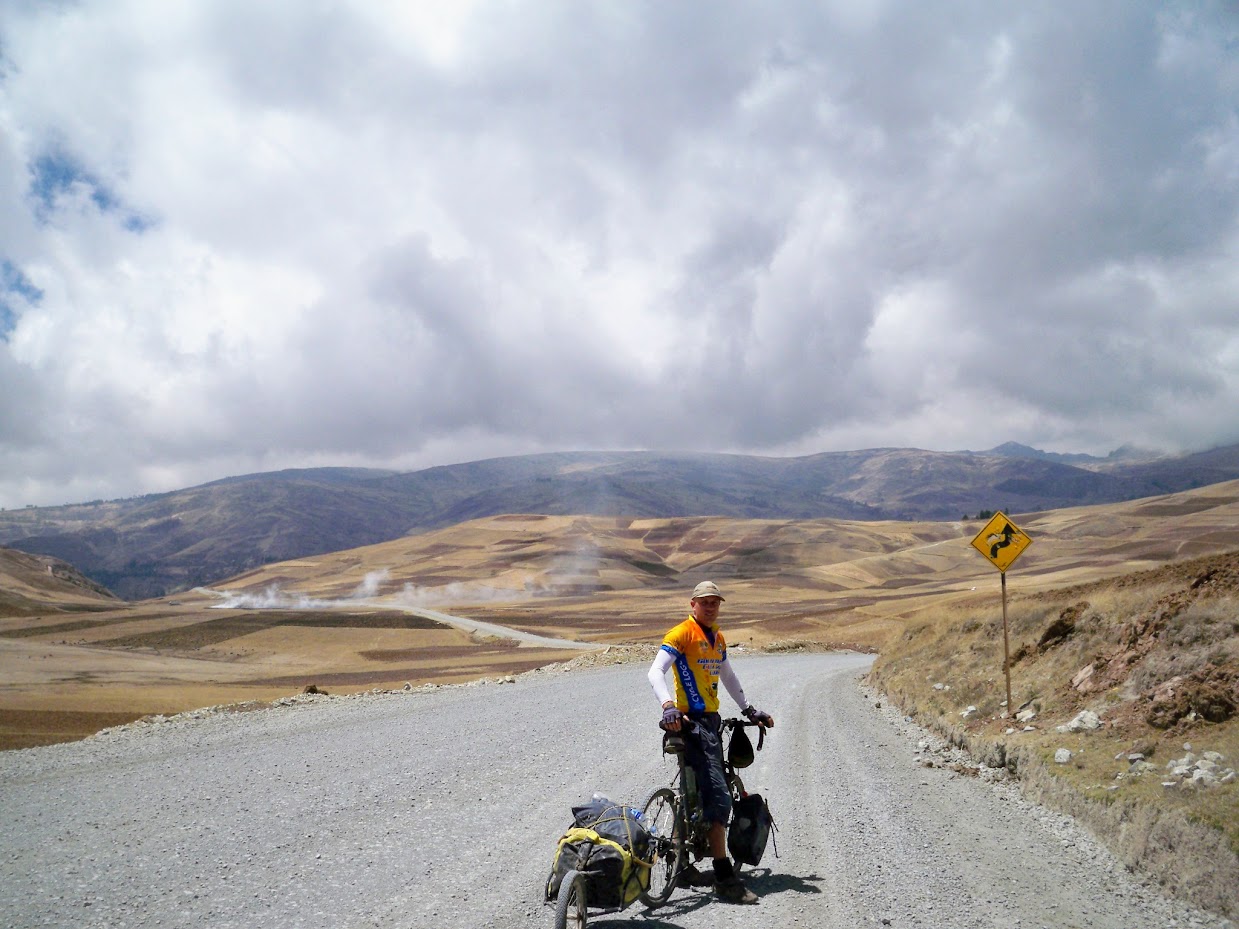 Dave Briggs cycling out of Andahuaylas in Peru