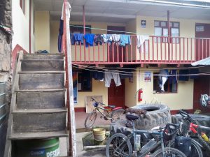 Our bicycles in the accommodation of Kishuara in Peru