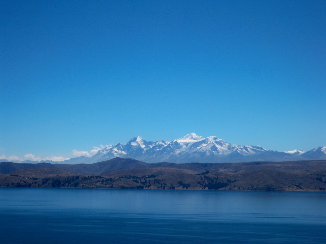 Snow capped mountains near Tequina in Bolivia