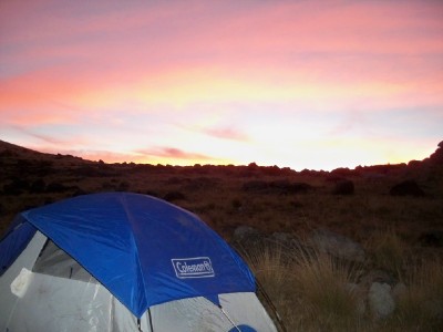 Tent in wild camp in Peru