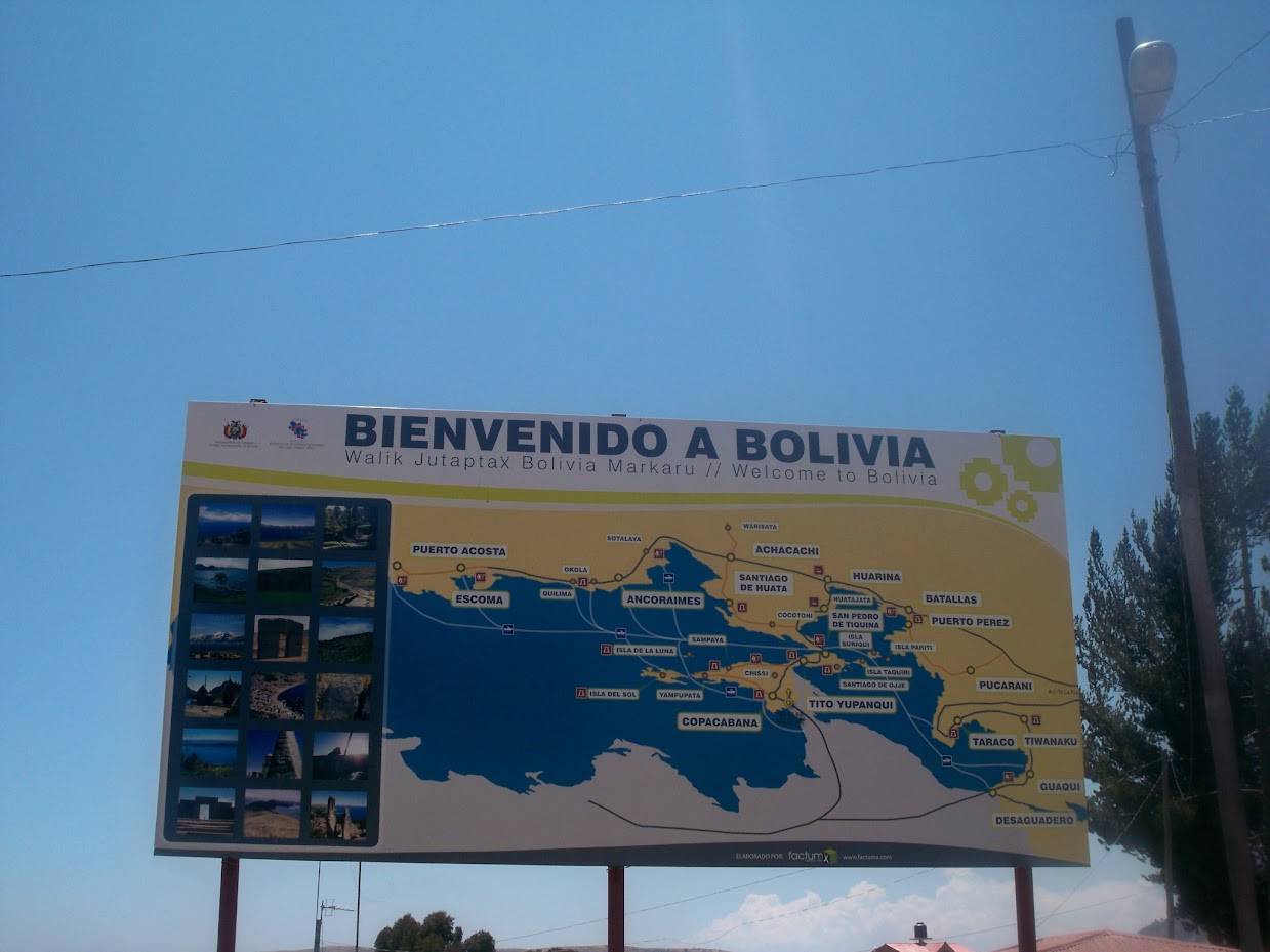 Welcome to Bolivia sign on the border