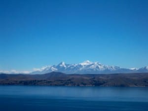 The snow capped mountains near Tequina in Bolivia