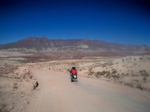 A motorbike on the road near Atocha Bolivia