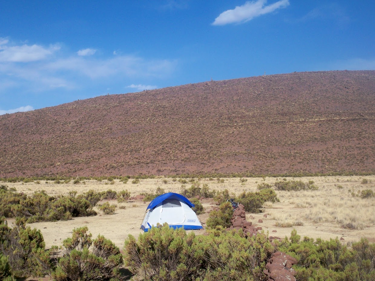 My wild camping spot near Corque in Bolivia