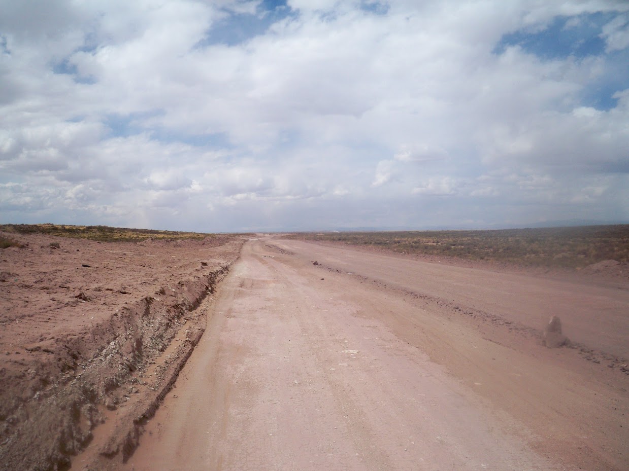 The dusty road leading out of Toledo in Bolivia
