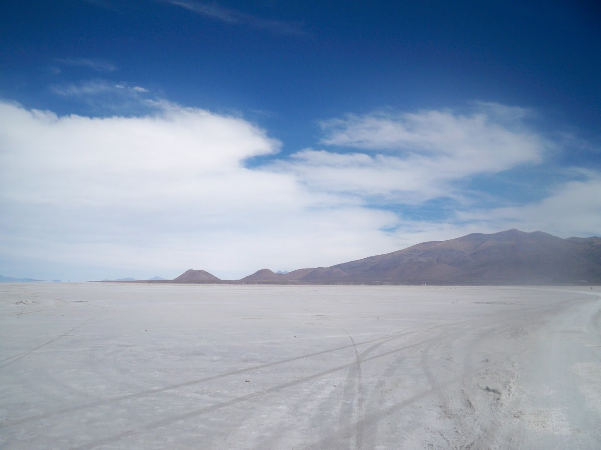 Tracks through the salt pans in Bolivia
