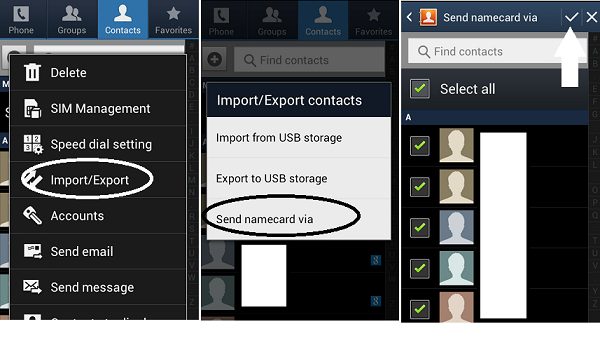 How to transfer contacts from Samsung to Samsung via Bluetooth