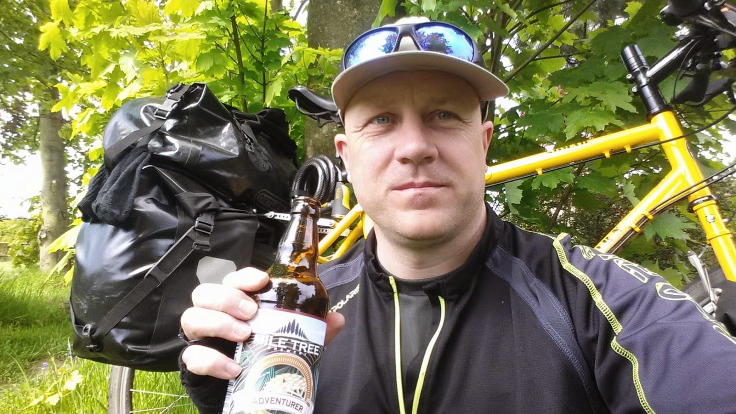 A hard earned beer after cycling all day