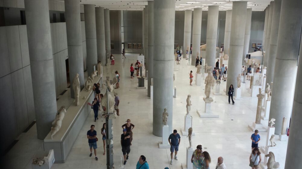 Looking down on the first floor of the Acropolis museum in Athens