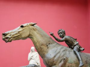 Horse and Jockey bronze statue