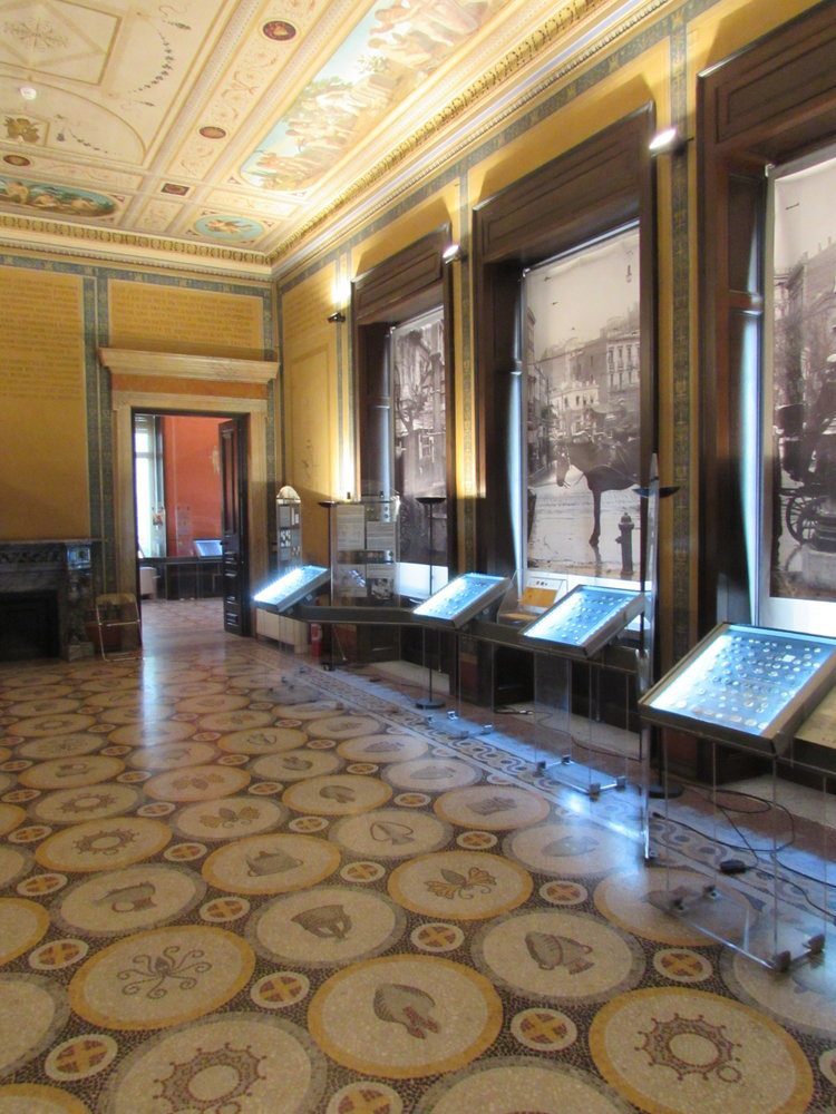 The decorative interior of the Numismatic Museum of Athens.