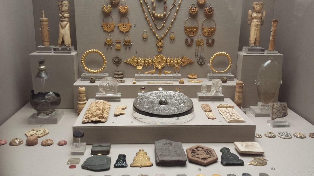 Amazing metalwork on display inside the Islamic Art Museum of Athens