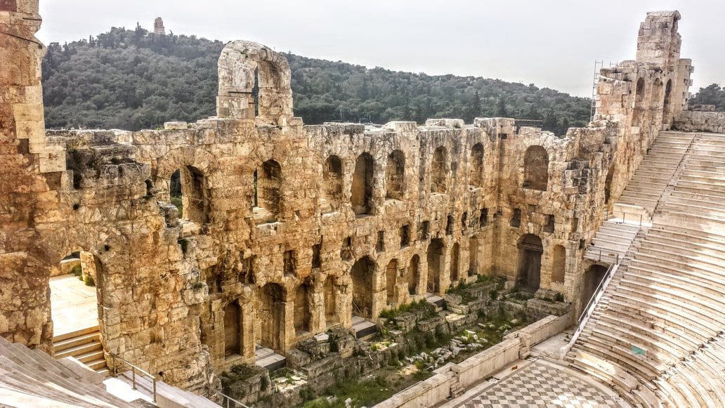Inside the Odeion of Herodes Atticus in the Acropolis of Athens
