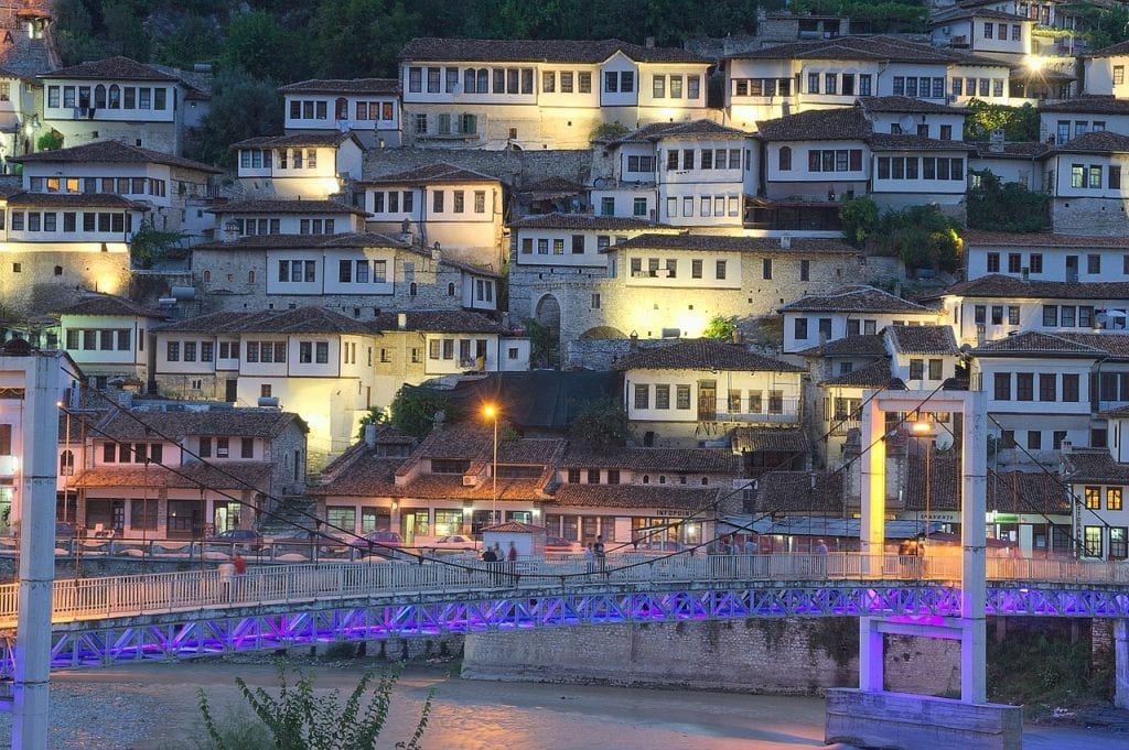 Berat in Albania during the evening