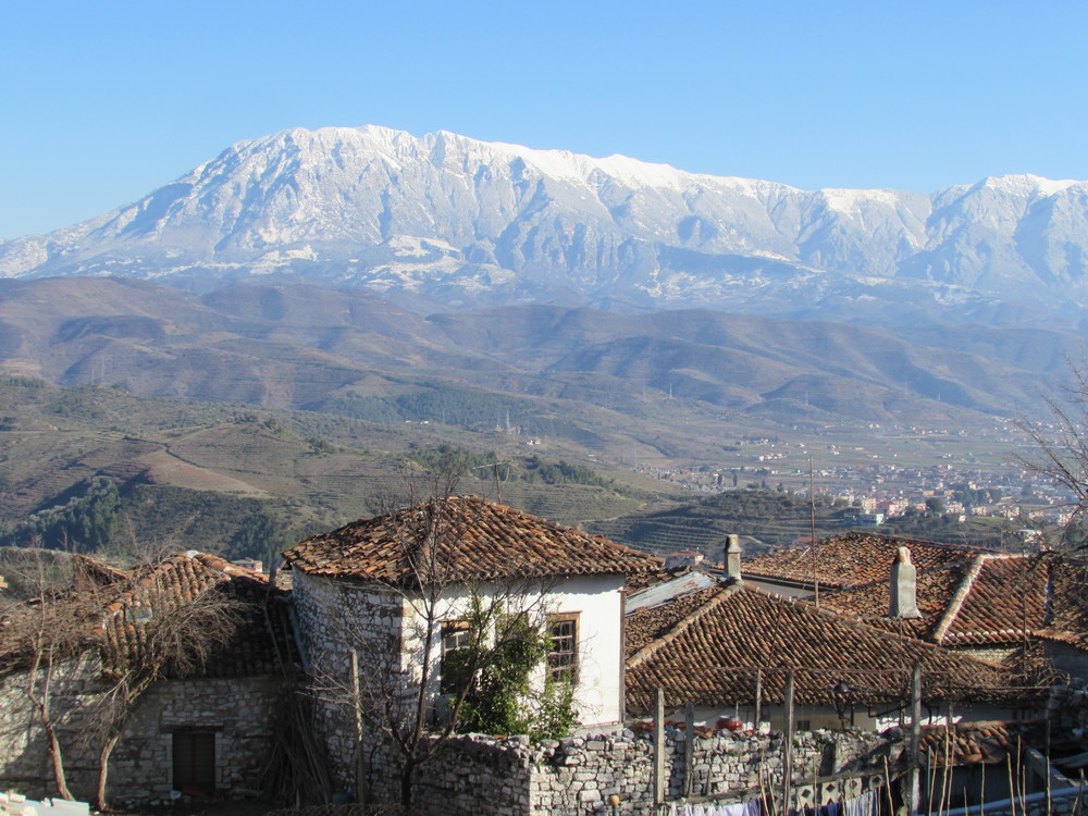 A view out over the mountain from Berat Castle in Albania