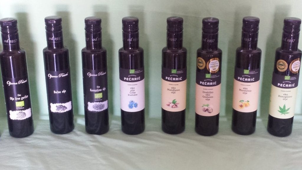 A selection of oils produced in the Bela Krajina region. I visited this oil producer during a cycle ride from the Big Berry Lifestyle Resort in Primostek, Slovenia.