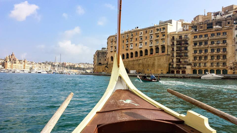 Taking a boat across Grand Harbour in Malta