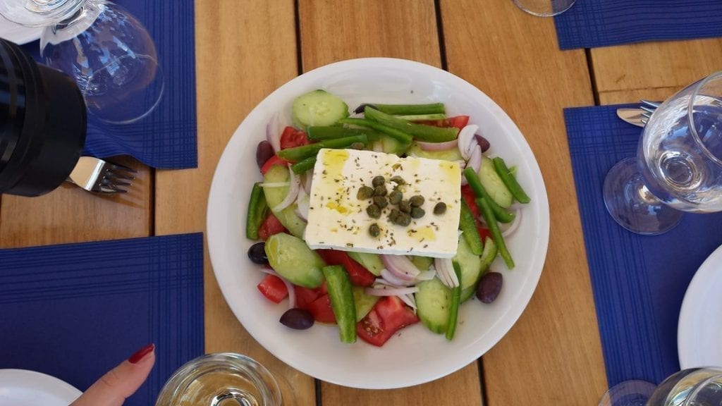 Greek salad in Patmos- finding the best restaurant in Patmos