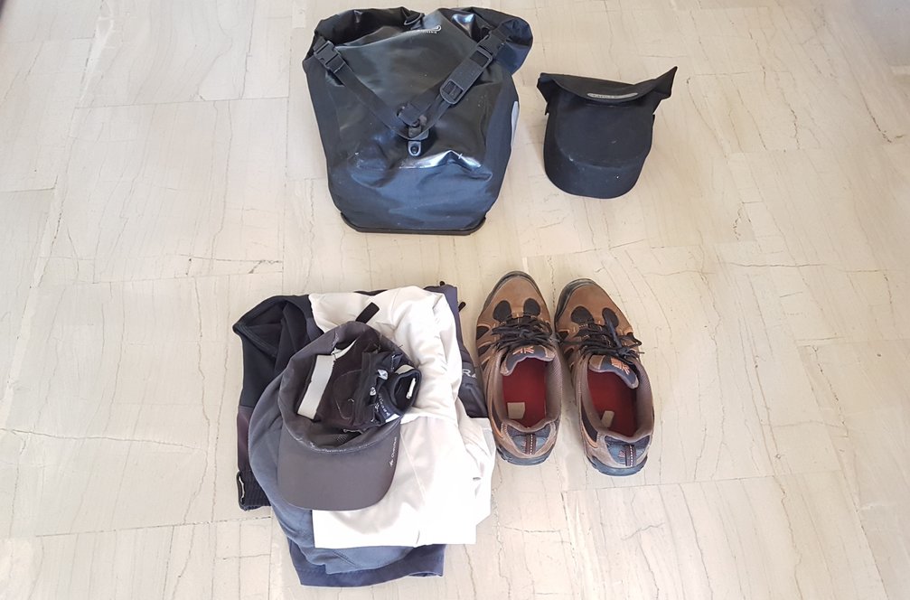 Bike touring gear list for credit card bicycle touring - Super lightweight!