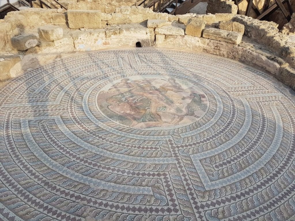 One of the famous mosaics of Paphos in Cyprus.