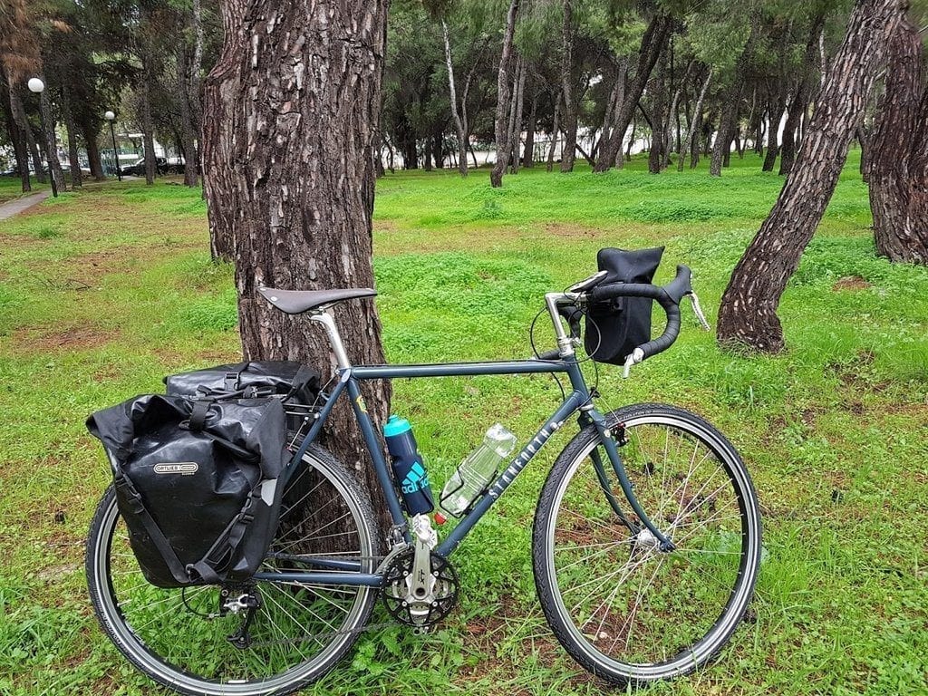 The Stanforth Skyelander loaded and ready for my 2 day bike tour around Athens