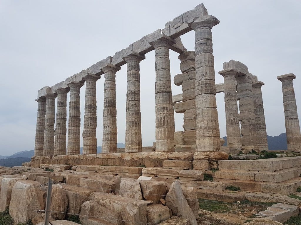 The Temple of Poseidon at Cape Sounion in Greece