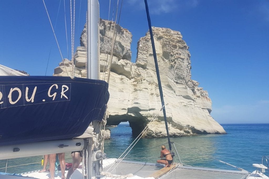 A Milos island catamaran tour is the perfect way to see the island from a unique angle.