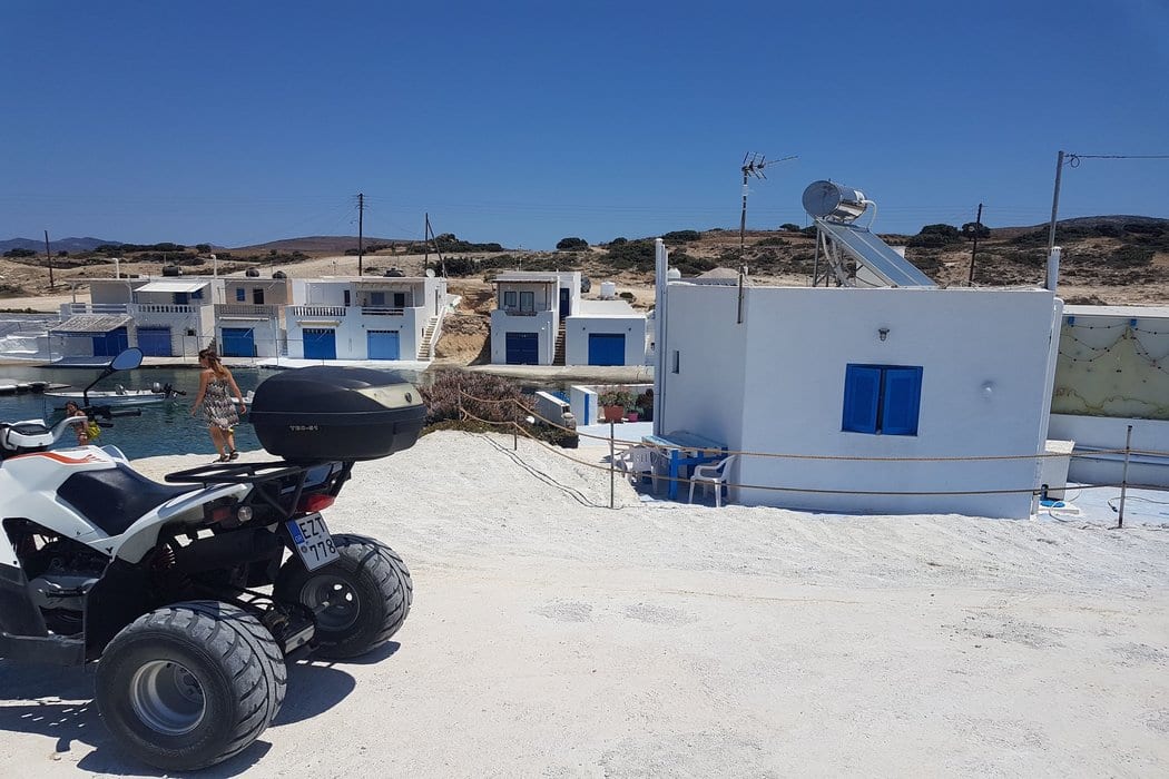 Renting an ATV in Milos is an excellent way of reaching some of the more remote beaches which are located at the end of rough tracks.