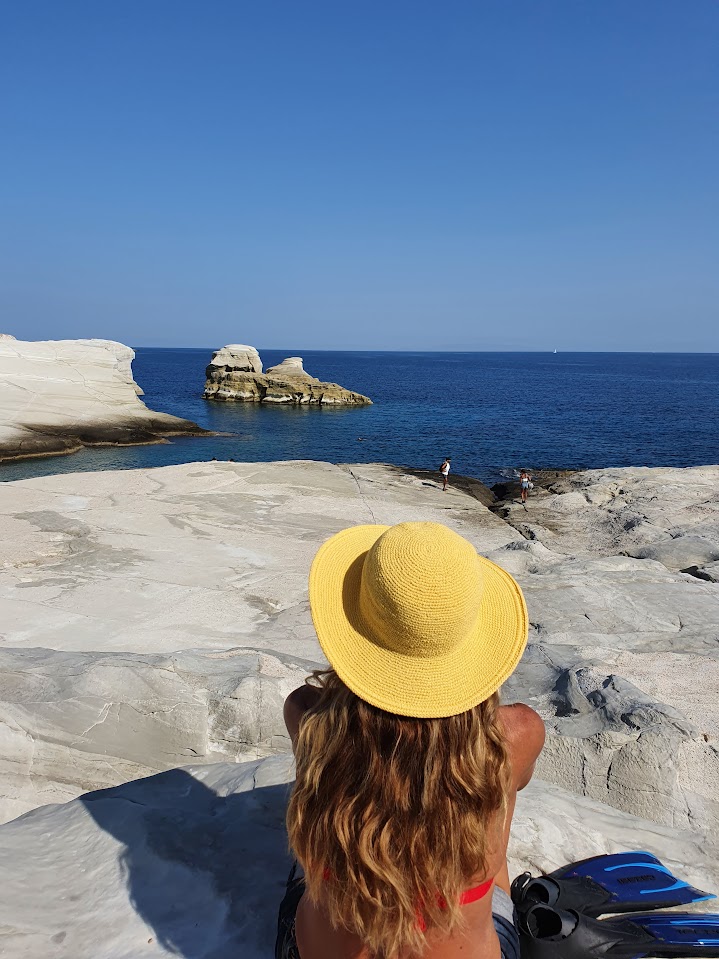 relaxing at sarakiniko beach milos