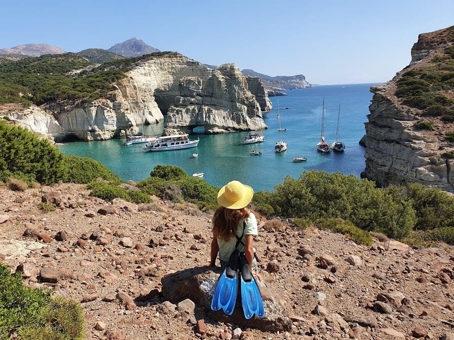 Looking out over Kleftiko bay in Milos greece