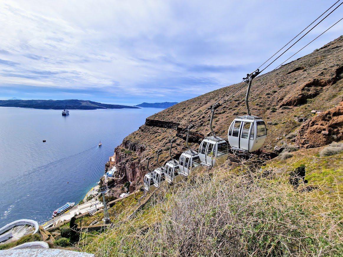 Santorini cable car from the cruise ship port to Fira