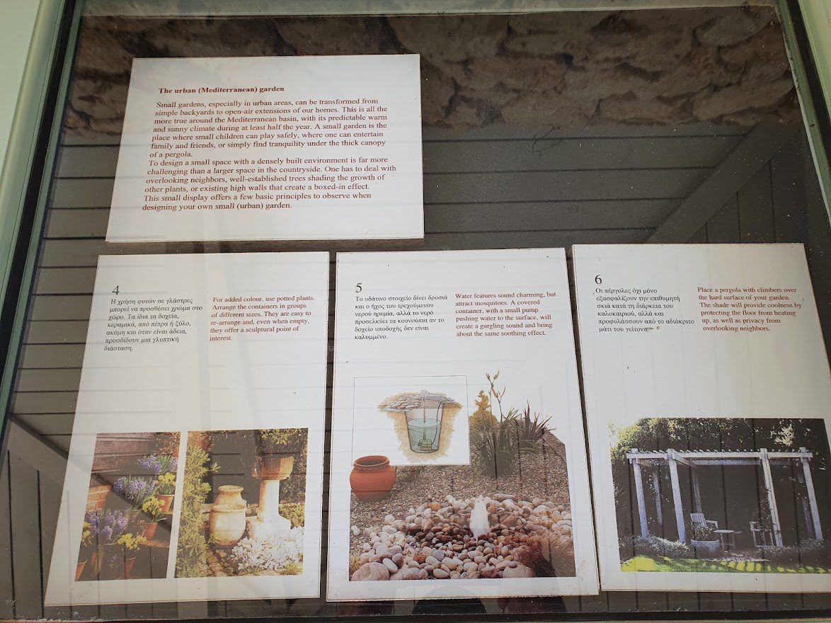 Information board in the Kefalonian Botanical Gardens