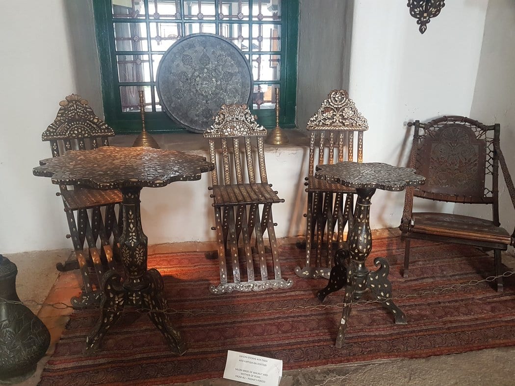 Decorative furniture of Ali Pasha inside the Municpal Museum of Ioannina Greece