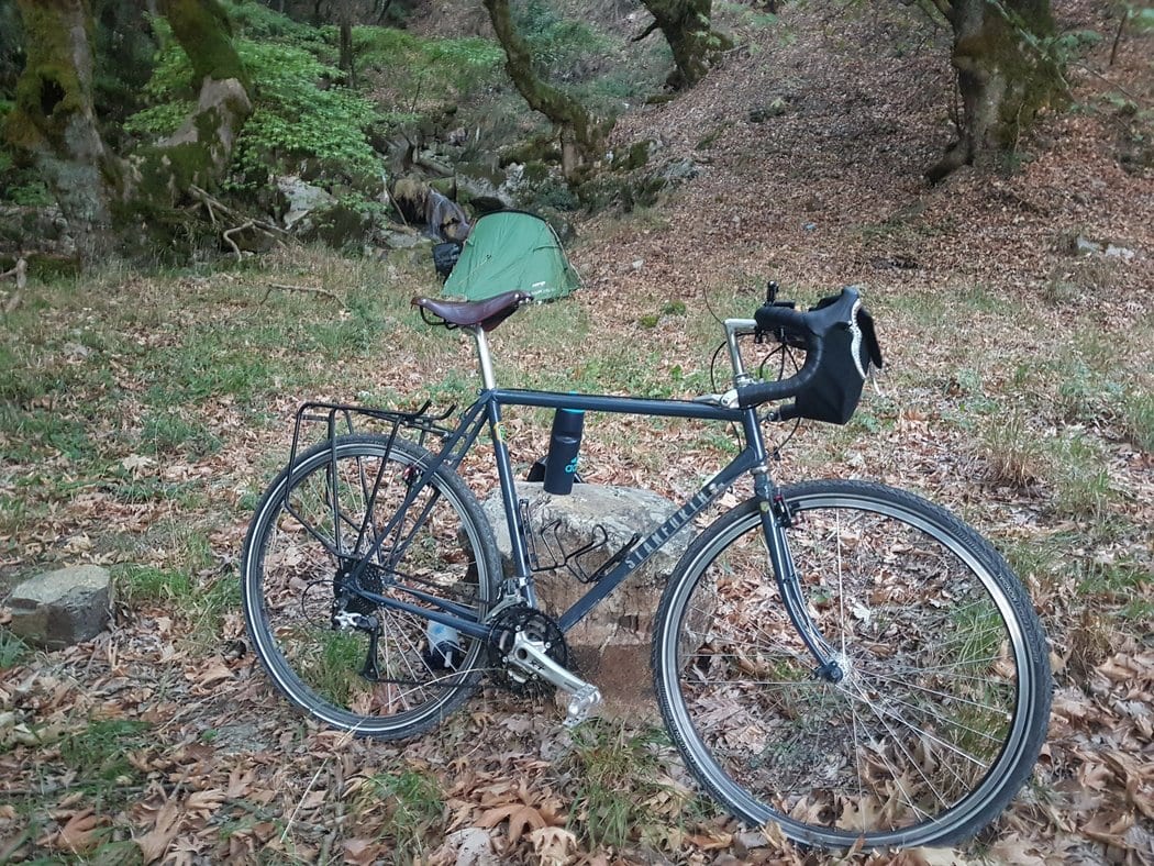 Wild camping in Central Greece during my bike tour